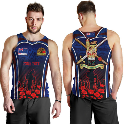 New Zealand Tank Top Custom New Zealand Army Keeping Anzac Spirit Lives Poppies Maori Style