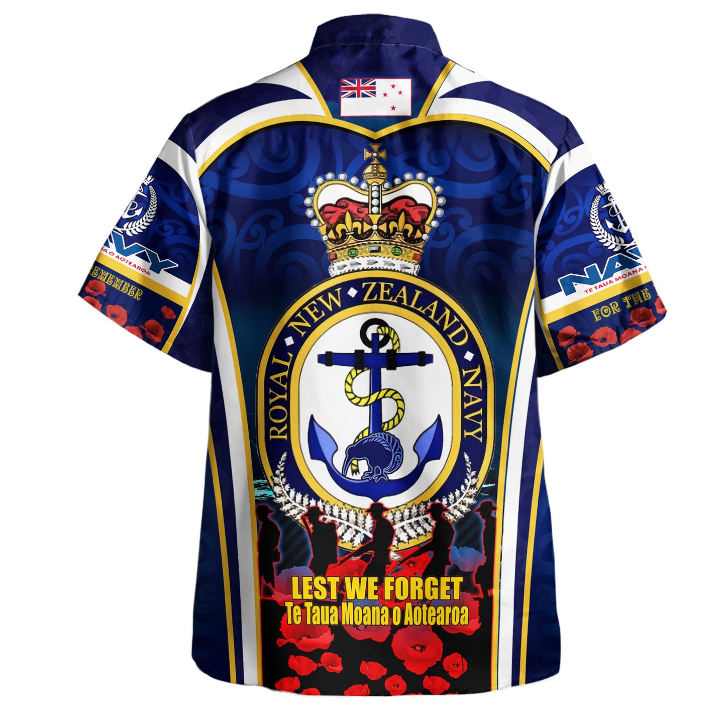 New Zealand Hawaiian Shirt Custom Anzac Day Royal New Zealand Navy Te Taua Moana o Aotearoa