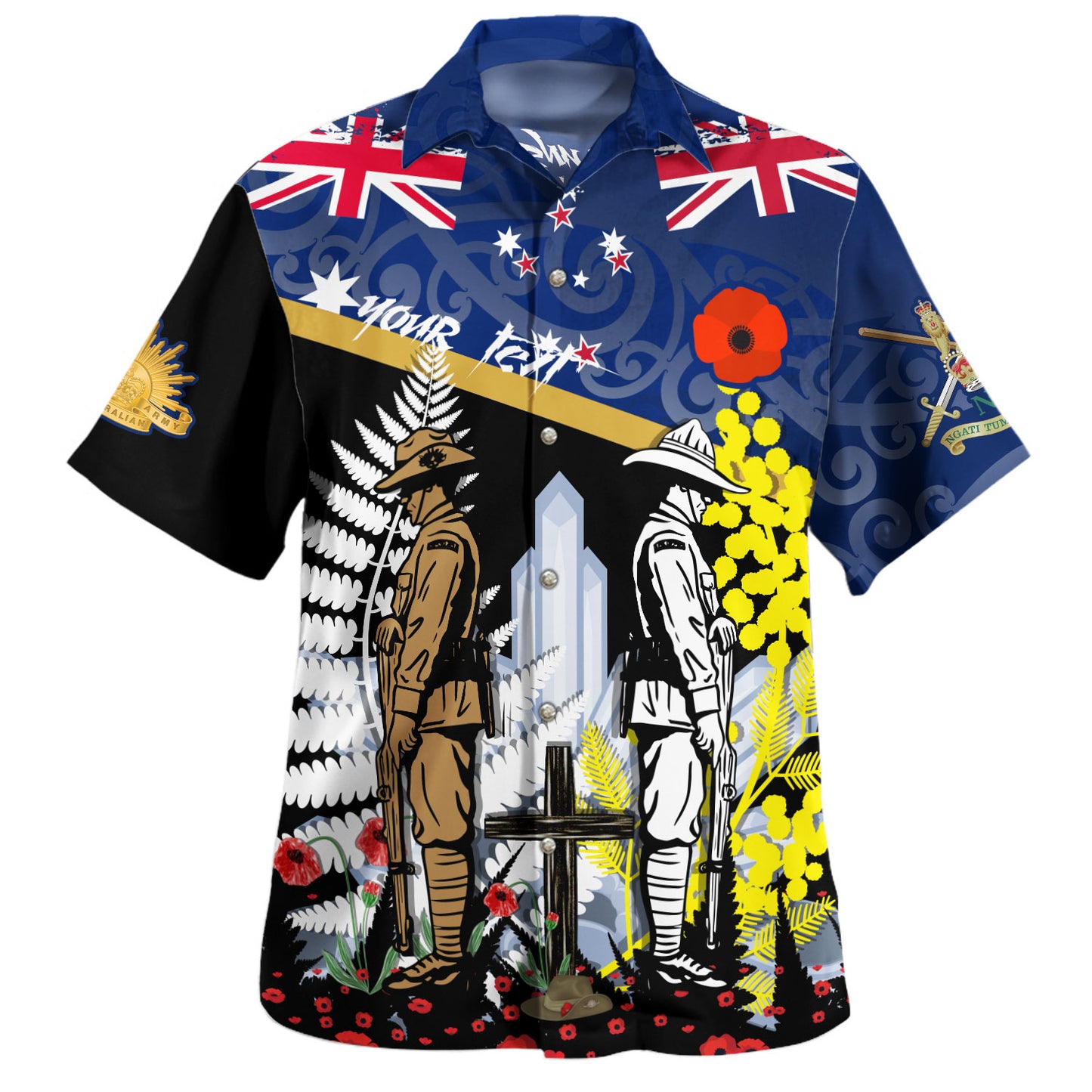 New Zealand Hawaiian Shirt Custom Australian and New Zealand Army Corps Anzac Day
