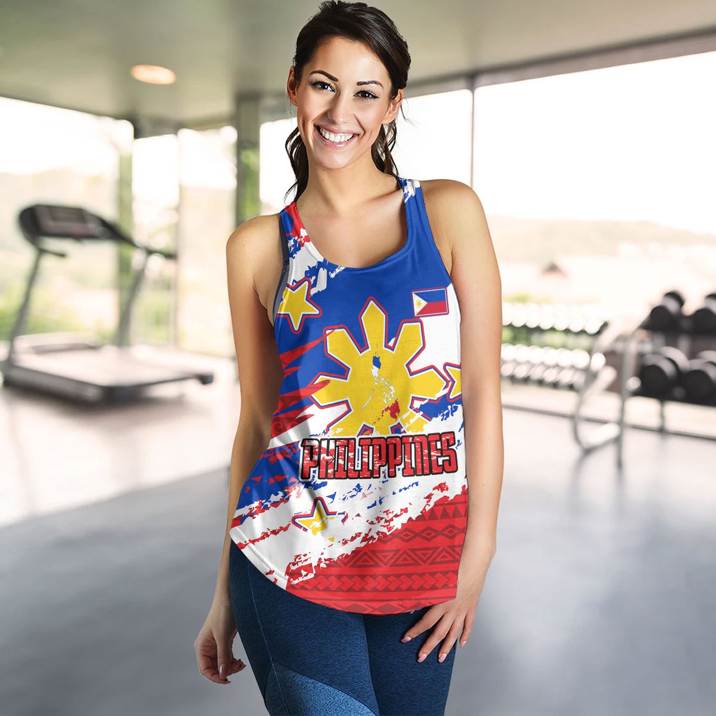 Philippines Filipinos Women Tank Custom Filipino Sun 3 Stars Bicolor Flag Tribal Grunge Style