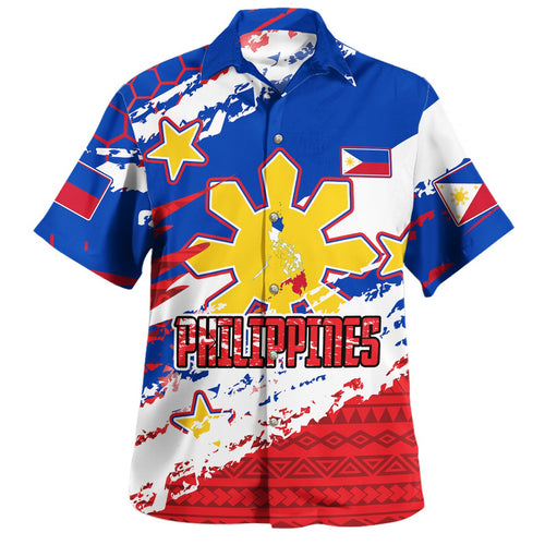 Philippines Filipinos Hawaiian Shirt Custom Filipino Sun 3 Stars Bicolor Flag Tribal Grunge Style