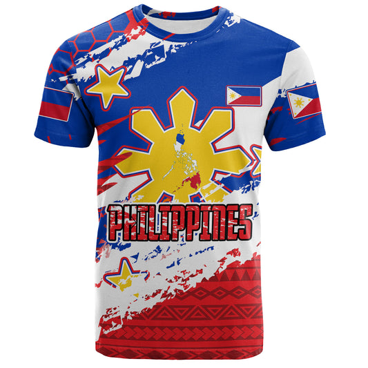 Philippines Filipinos T-Shirt Custom Filipino Sun 3 Stars Bicolor Flag Tribal Grunge Style