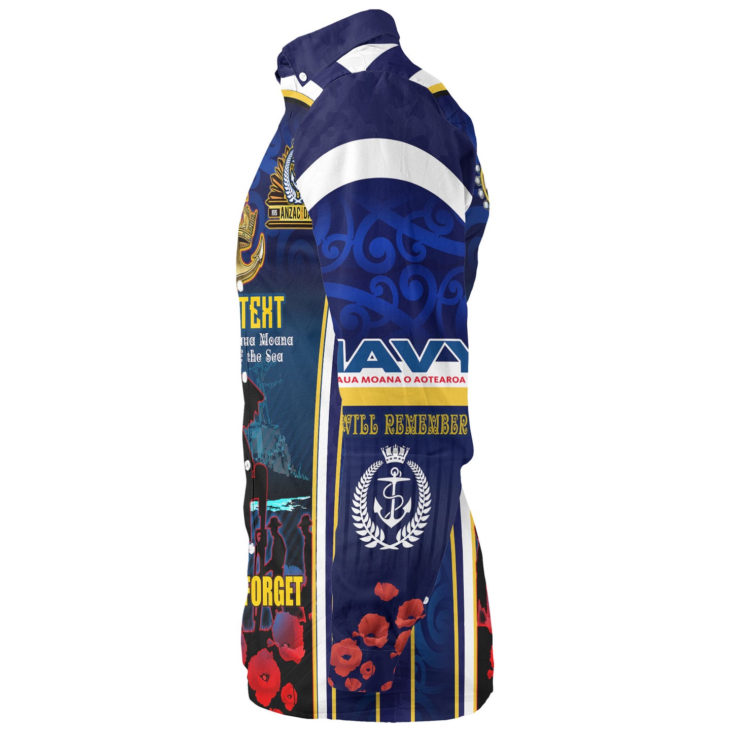 New Zealand Long Sleeve Shirt Custom Anzac Day Royal New Zealand Navy Te Taua Moana o Aotearoa