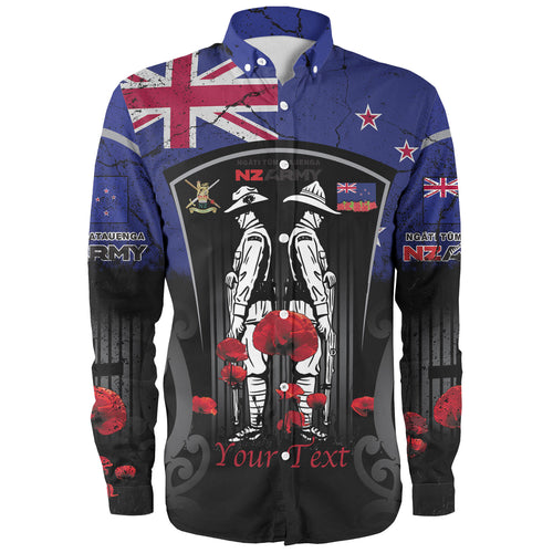 New Zealand Long Sleeve Shirt Custom New Zealand Anzac Day With Poppy Flowers And Traditional Maori Patterns