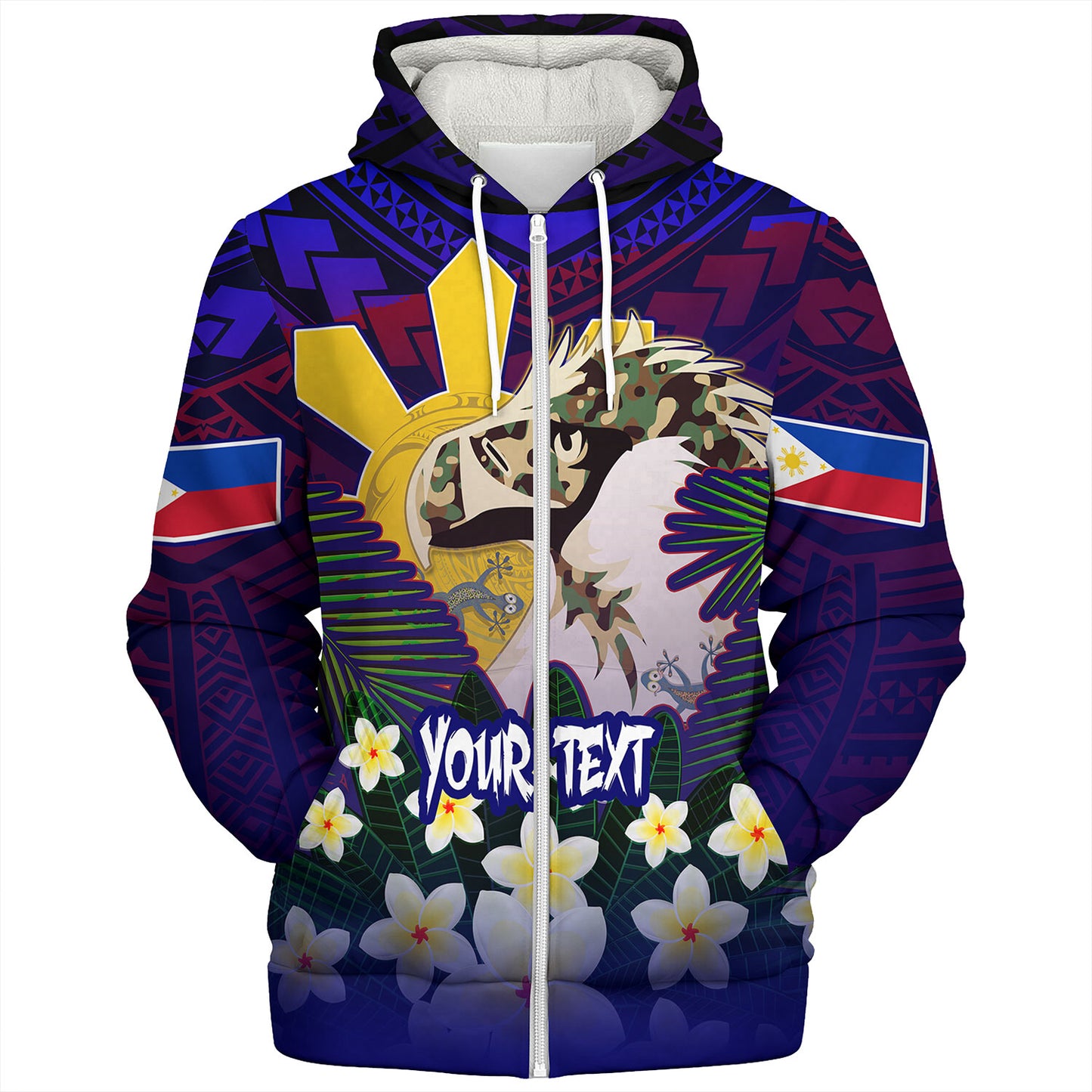 Philippines Filipinos Sherpa Hoodie Custom Philippine Sun And Eagles Summer Vibes