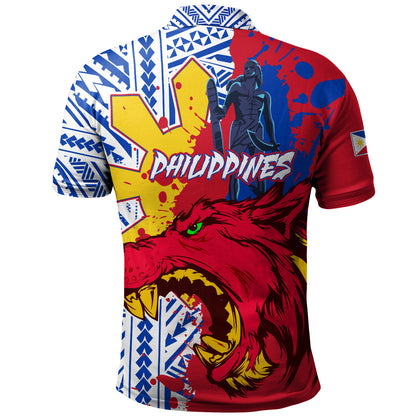 Philippines Filipinos Polo Shirt Custom Lapu-Lapu And The Wolf Tribal Polynesian Style