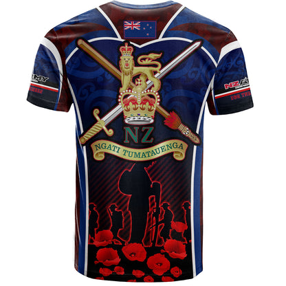 New Zealand T-Shirt Custom New Zealand Army Keeping Anzac Spirit Lives Poppies Flower Maori Style