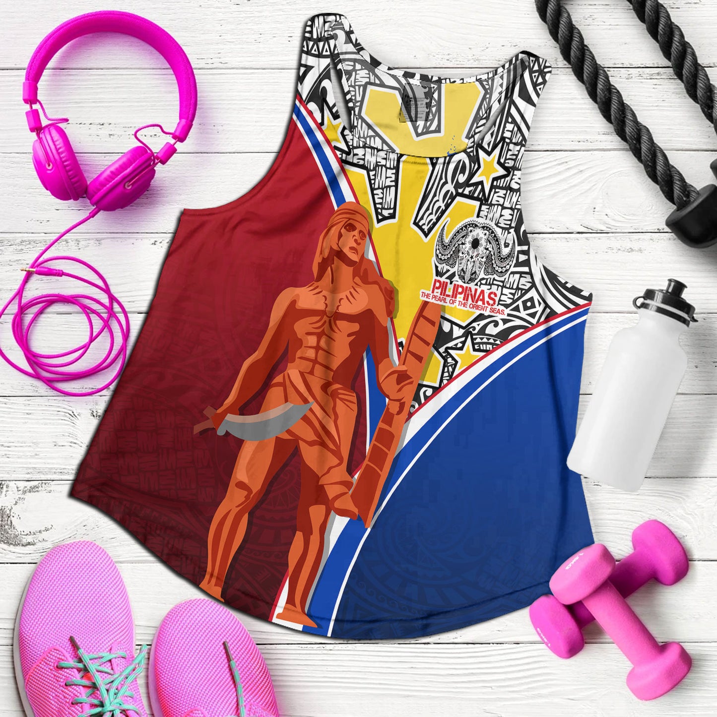 Philippines Filipinos Women Tank Philippines Lapu Lapu With Tribal Kalabaw And Sun