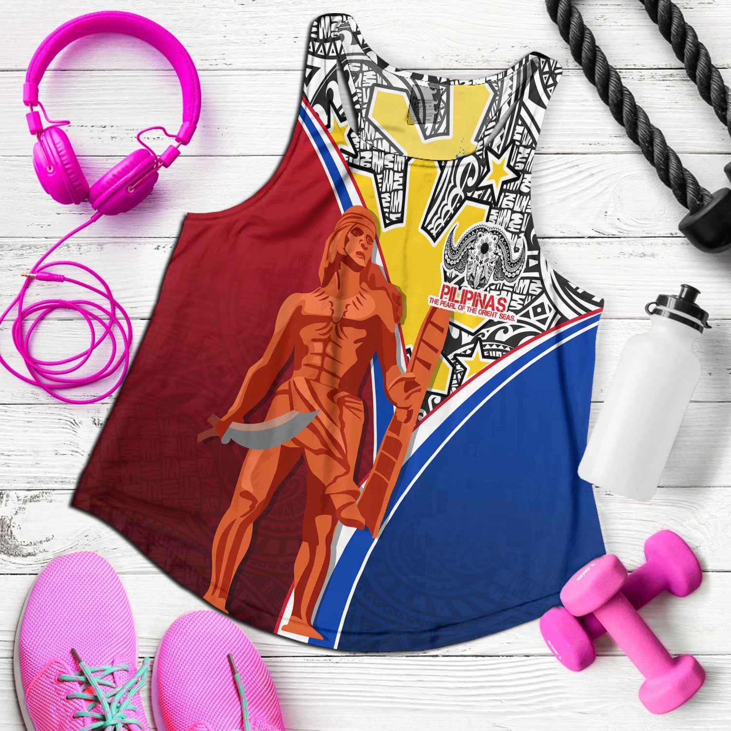 Philippines Filipinos Women Tank Philippines Lapu Lapu With Tribal Kalabaw And Sun