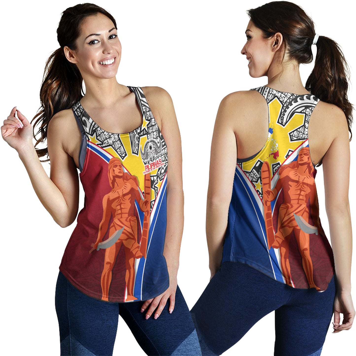Philippines Filipinos Women Tank Philippines Lapu Lapu With Tribal Kalabaw And Sun
