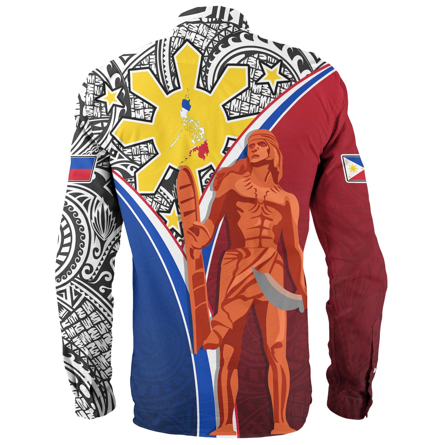 Philippines Filipinos Long Sleeve Shirt Philippines Lapu Lapu With Tribal Kalabaw And Sun