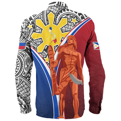 Philippines Filipinos Long Sleeve Shirt Philippines Lapu Lapu With Tribal Kalabaw And Sun