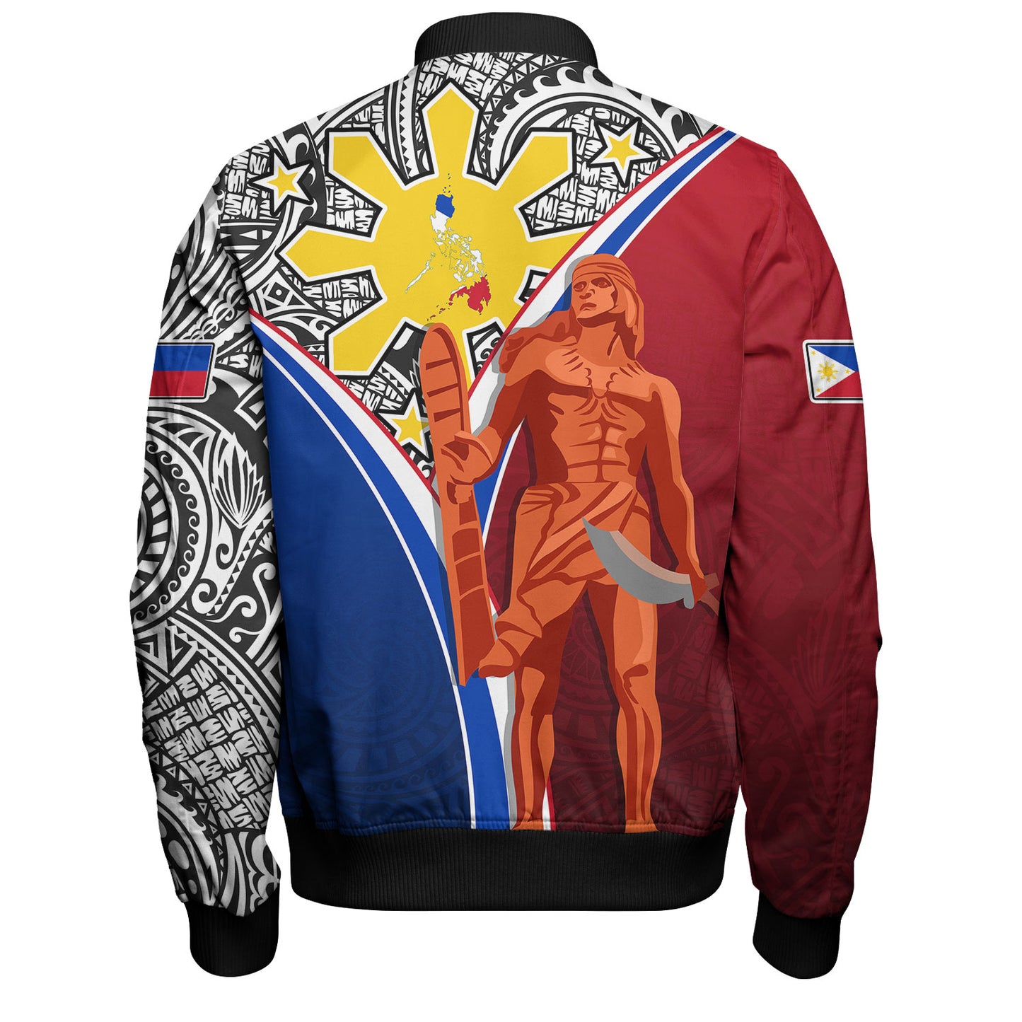 Philippines Filipinos Bomber Jacket Philippines Lapu Lapu With Tribal Kalabaw And Sun