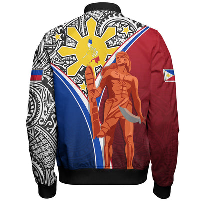 Philippines Filipinos Bomber Jacket Philippines Lapu Lapu With Tribal Kalabaw And Sun
