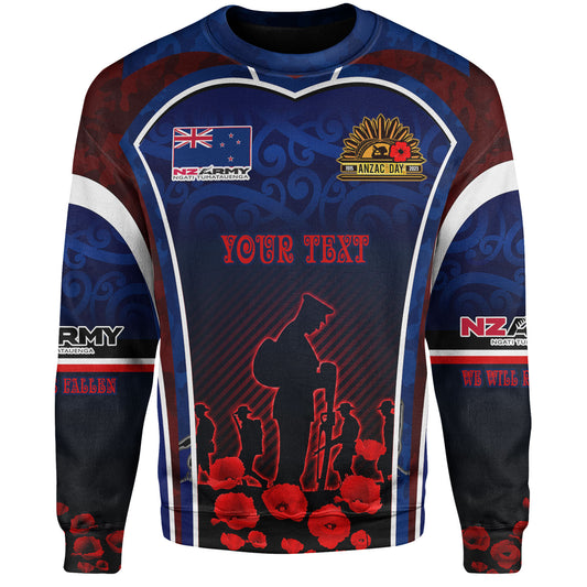 New Zealand Sweatshirt Custom New Zealand Army Keeping Anzac Spirit Lives Poppies Maori Style