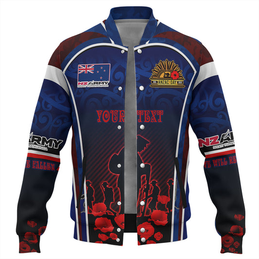 New Zealand Baseball Jacket Custom New Zealand Army Keeping Anzac Spirit Lives Poppies Maori Style