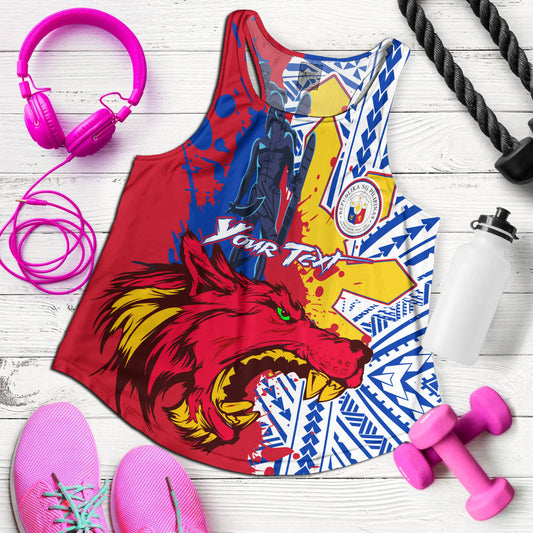 Philippines Filipinos Women Tank Custom Lapu-Lapu And The Wolf Tribal Polynesian Style