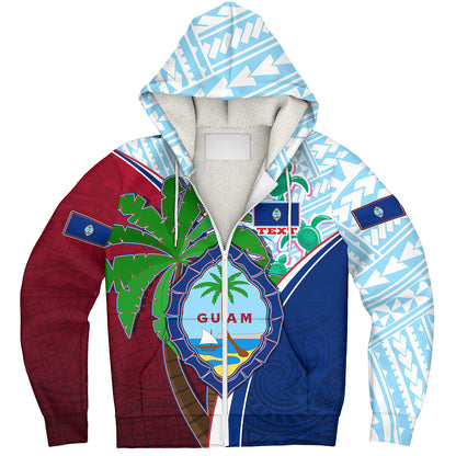 Guam Sherpa Hoodie Custom Guam Chamorro Coconut Tree of Life Polynesian Tribal Pride