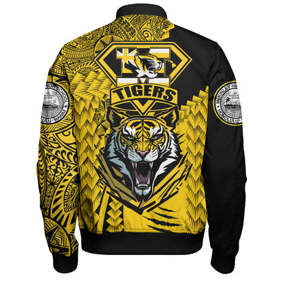 Hawaii Bomber Jacket Custom McKinley High School Tigers Black and Gold Polynesian Style