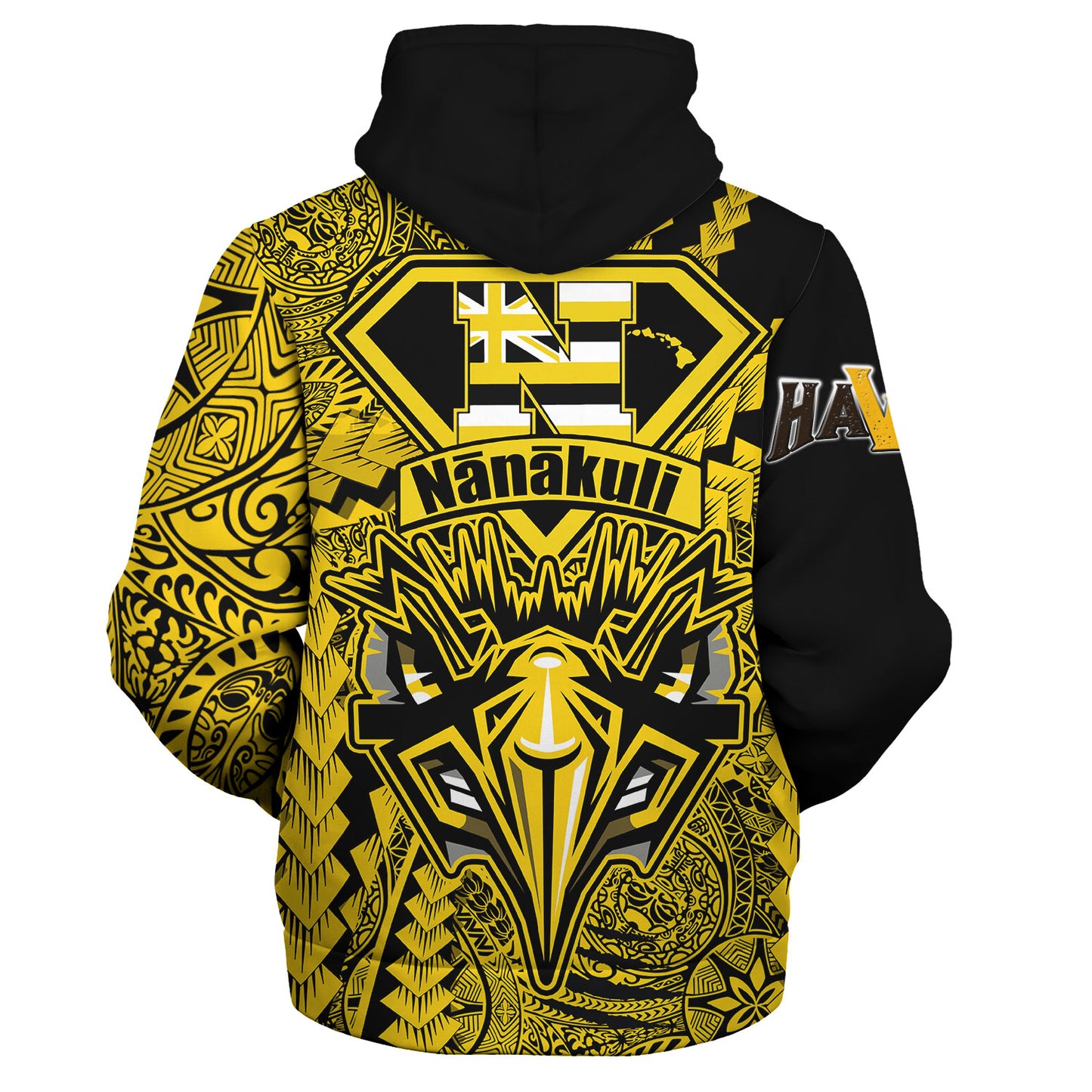 Hawaii Sherpa Hoodie Custom Nanakuli High and Intermediate School Home of the Golden Hawks Polynesian Style
