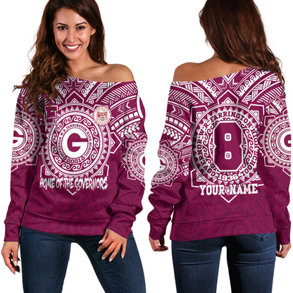 Hawaii Off Shoulder Sweatshirt Custom Farrington High School Home Of The Governors Tribal Style