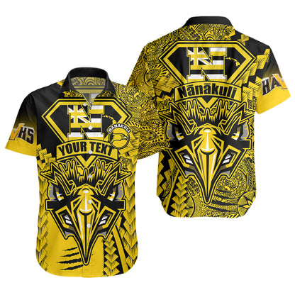 Hawaii Short Sleeve Shirt Custom Nanakuli High and Intermediate School Home of the Golden Hawks Polynesian Style