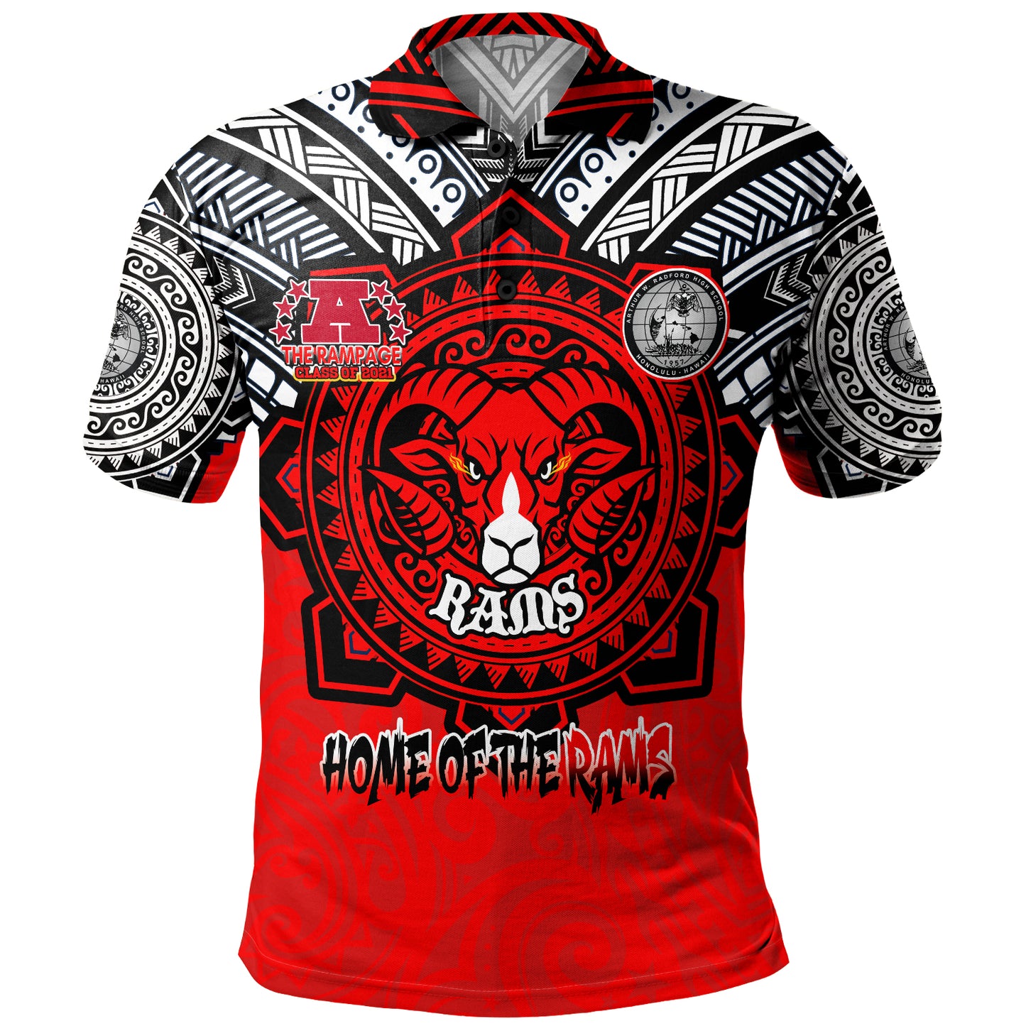Hawaii Polo Shirt Custom Radford High School Home Of The RamPage Tribal Style