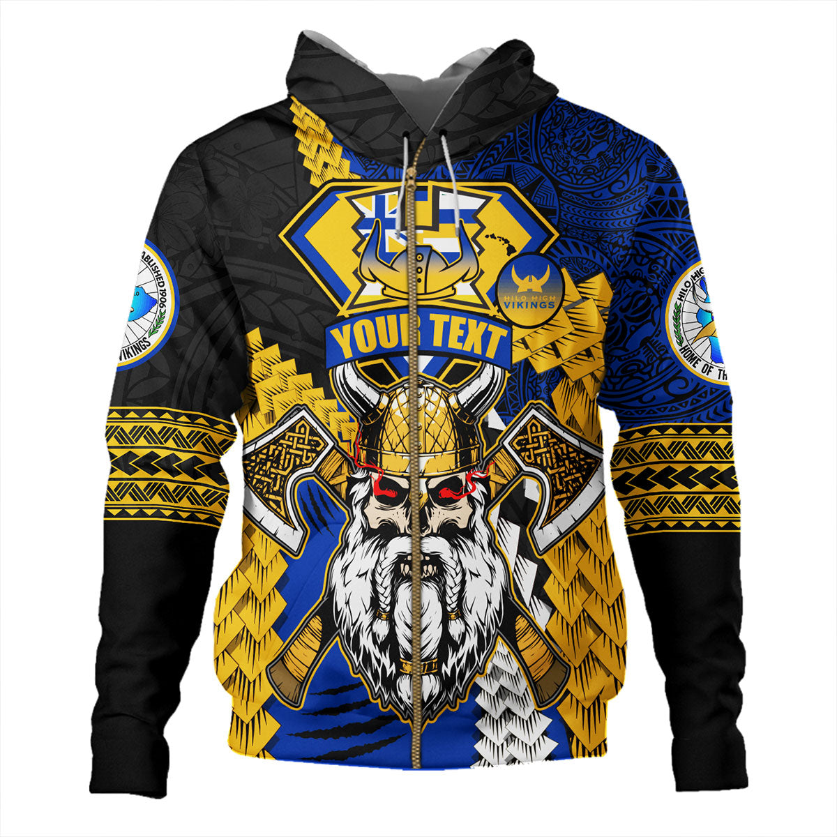 Hawaii Hoodie Custom Hilo High School Home Of The Vikings Polynesian Style