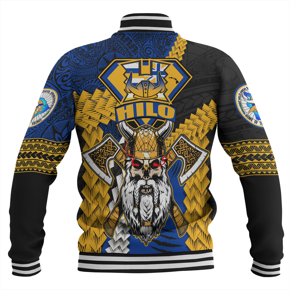 Hawaii Baseball Jacket Custom Hilo High School Home Of The Vikings Polynesian Style