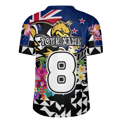 New Zealand Rugby Jersey Custom Maori Kiwis Rugby Silver Fern Black Hexagon Tropical Jersey