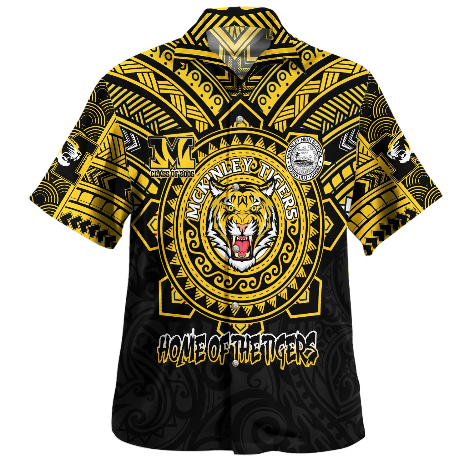 Hawaii Hawaiian Shirt Custom President William McKinley High School Black & Gold Super Tigers Tribal Style