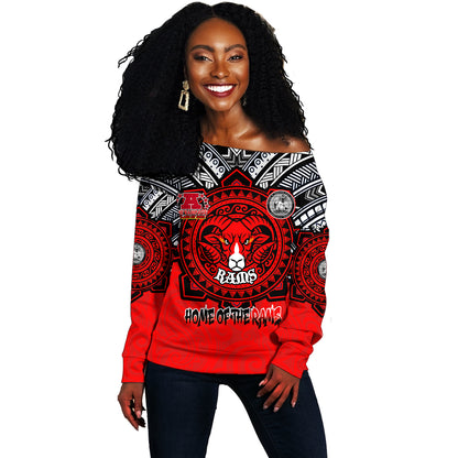 Hawaii Off Shoulder Sweatshirt Custom Radford High School Home Of The RamPage Tribal Style