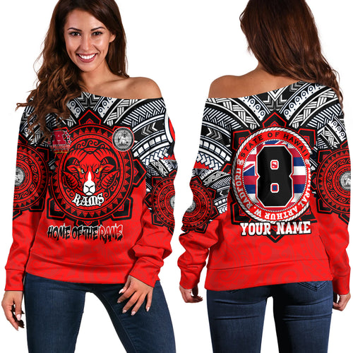 Hawaii Off Shoulder Sweatshirt Custom Radford High School Home Of The RamPage Tribal Style