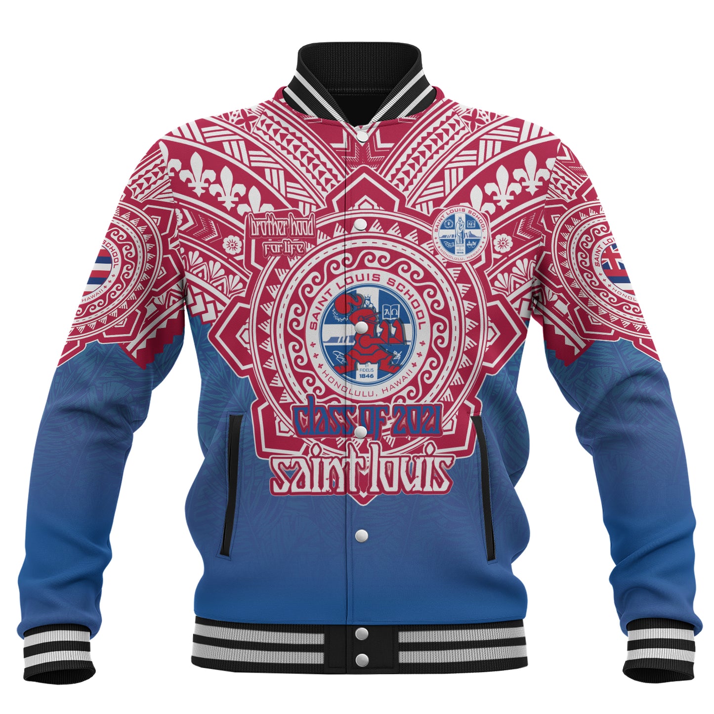 Hawaii Baseball Jacket Custom Saint Louis School Memor et Fidelis Brother Hood For Life Tribal Style