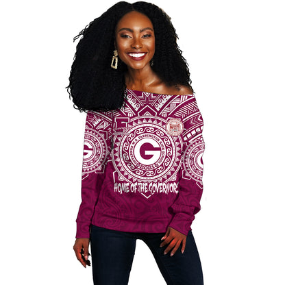 Hawaii Off Shoulder Sweatshirt Custom Farrington High School Home Of The Governors Tribal Style