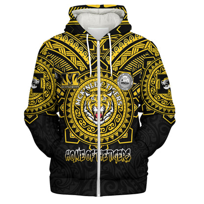 Hawaii Sherpa Hoodie Custom President William McKinley High School Black & Gold Super Tigers Tribal Style