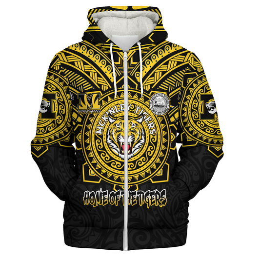 Hawaii Sherpa Hoodie Custom President William McKinley High School Black & Gold Super Tigers Tribal Style