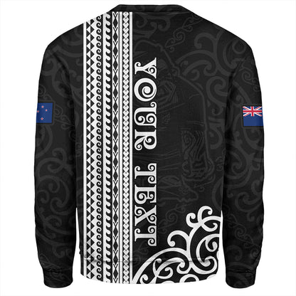 New Zealand Sweatshirt Custom NZ Rugby Silver Fern And Map Maori Tribal Black Jersey