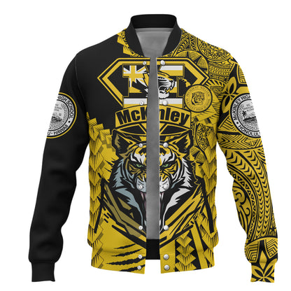 Hawaii Baseball Jacket Custom McKinley High School Tigers Black and Gold Polynesian Style