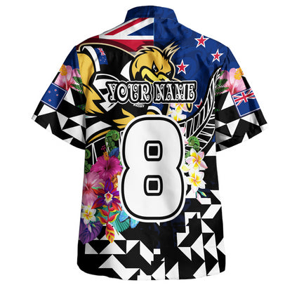 New Zealand Hawaiian Shirt Custom Maori Kiwis Rugby Silver Fern Black Hexagon Tropical Jersey