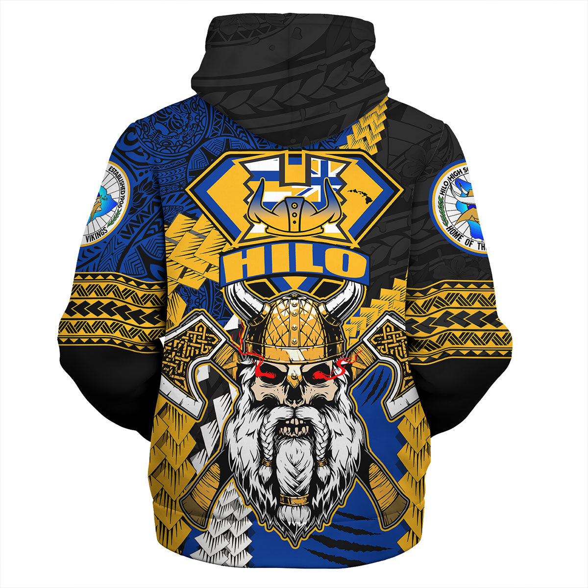 Hawaii Sherpa Hoodie Custom Hilo High School Home Of The Vikings Polynesian Style