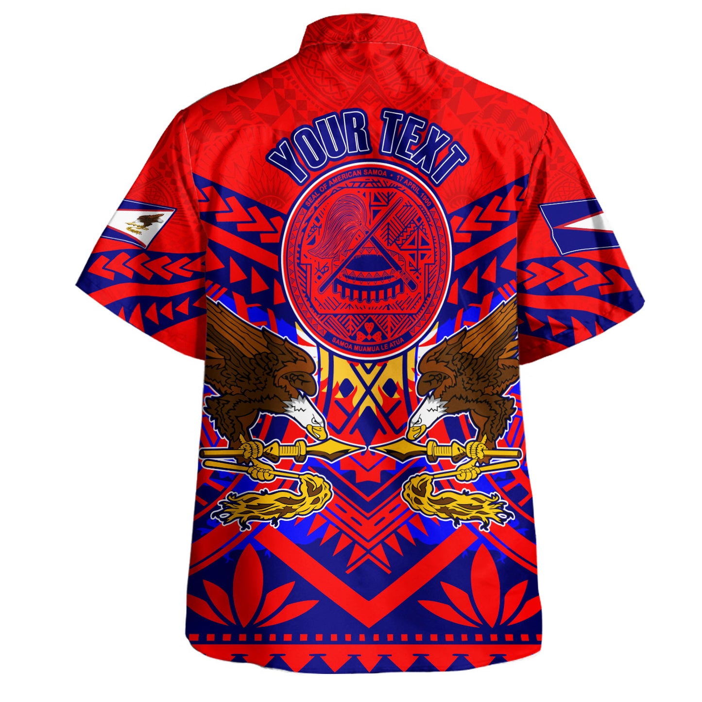 American Samoa Hawaiian Shirt Custom American Samoa Seal And Eagle Polynesian Tattoo Red