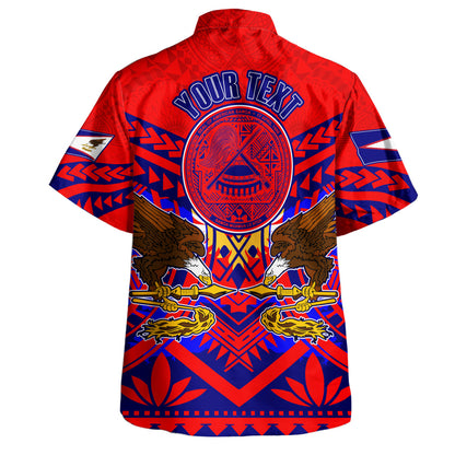 American Samoa Hawaiian Shirt Custom American Samoa Seal And Eagle Polynesian Tattoo Red