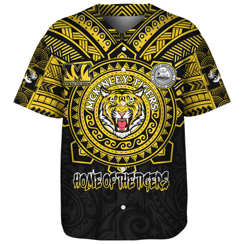 Hawaii Baseball Shirt Custom President William McKinley High School Black & Gold Super Tigers Tribal Style