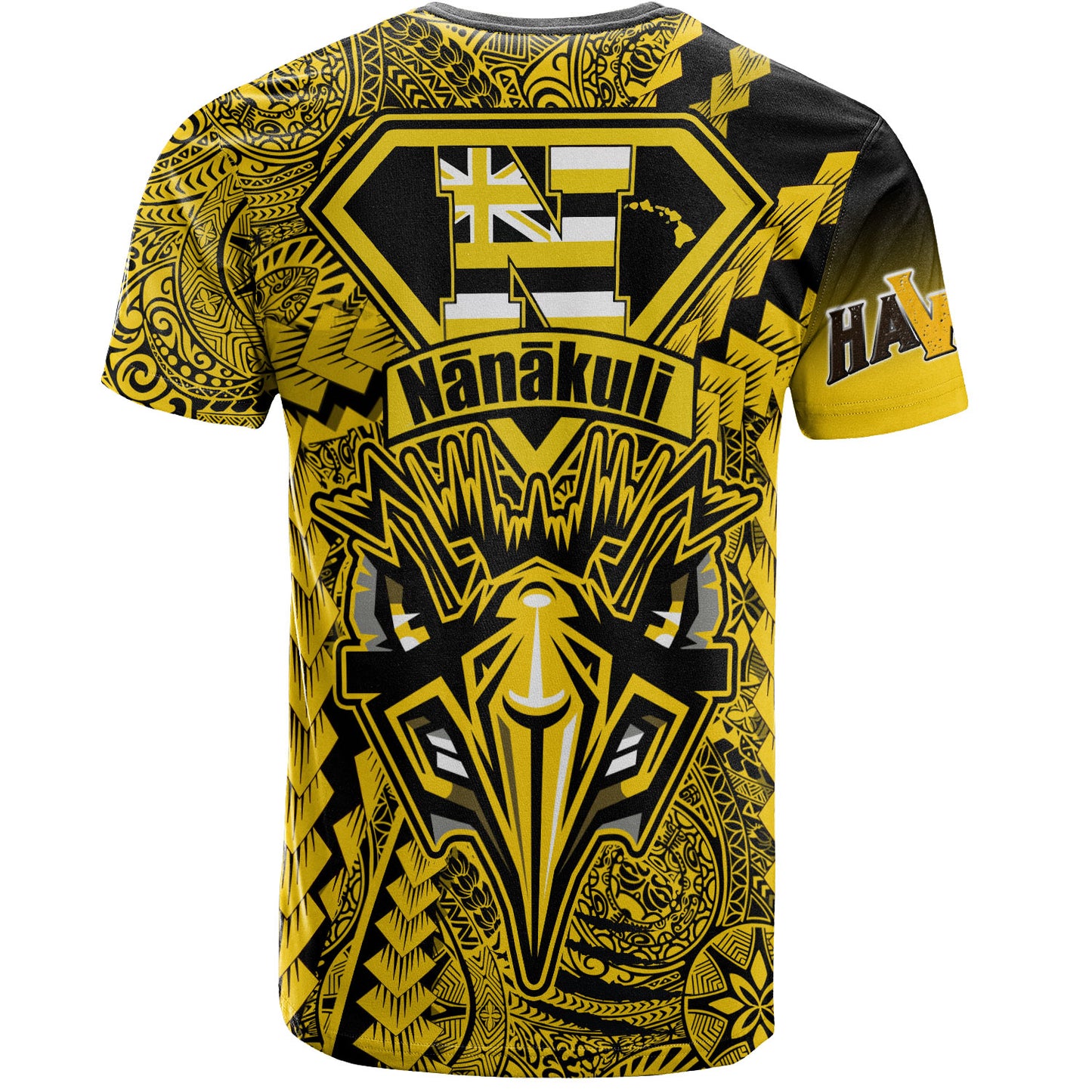 Hawaii T-Shirt Custom Nanakuli High and Intermediate School Home of the Golden Hawks Polynesian Style