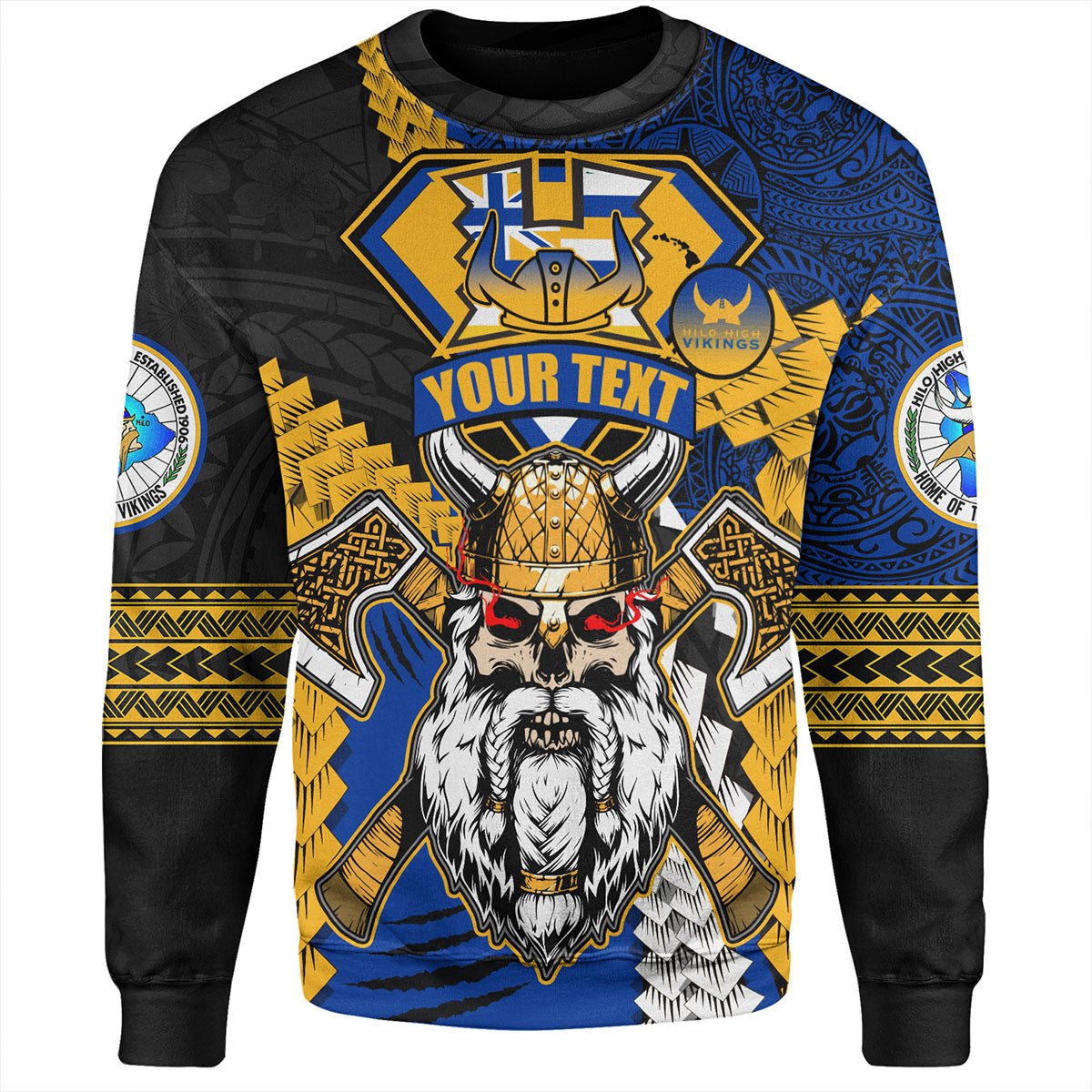 Hawaii Sweatshirt Custom Hilo High School Home Of The Vikings Polynesian Style