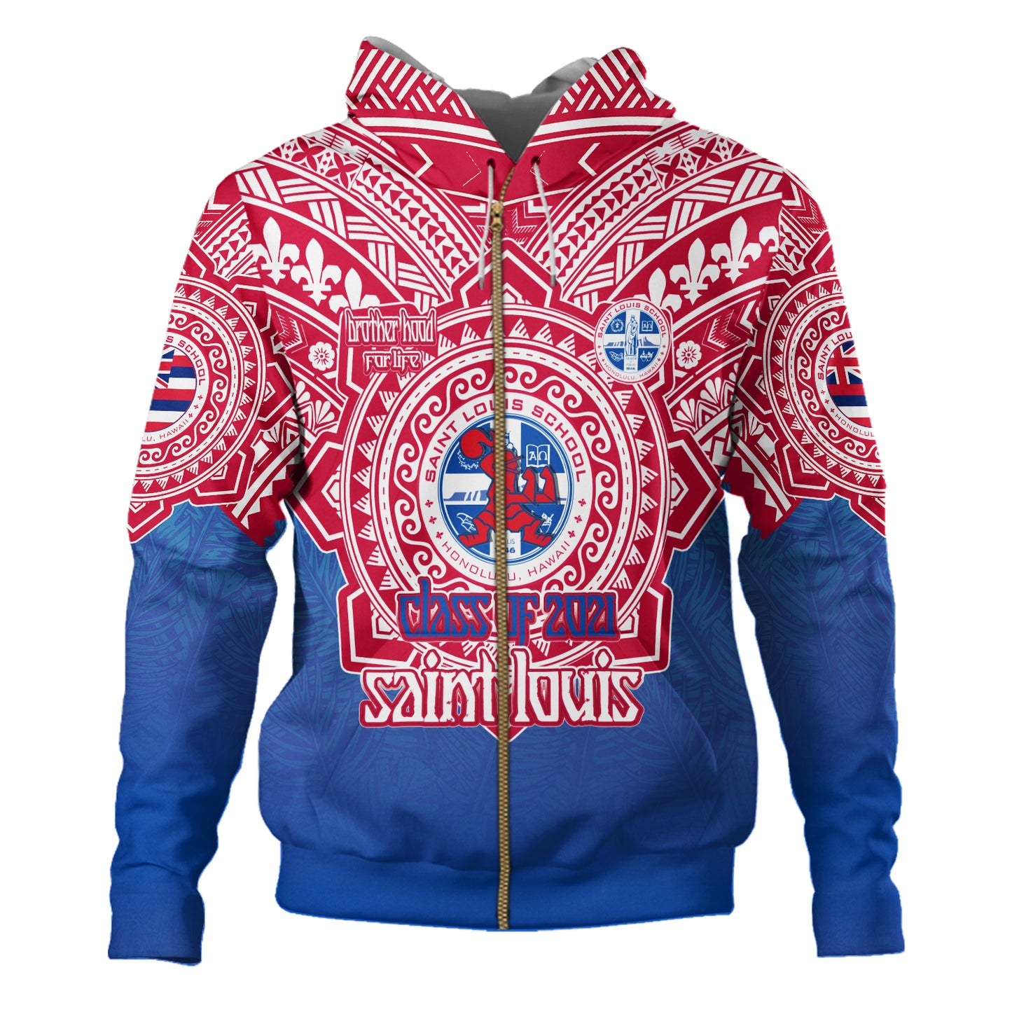 Hawaii Hoodie Custom Saint Louis School Memor et Fidelis Brother Hood For Life Tribal Style