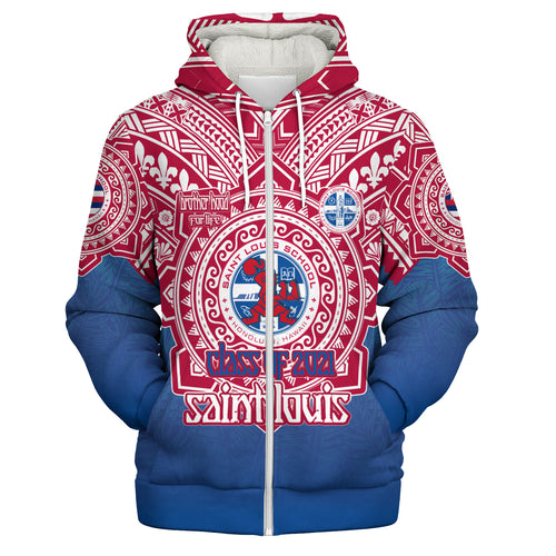 Hawaii Sherpa Hoodie Custom Saint Louis School Memor et Fidelis Brother Hood For Life Tribal Style