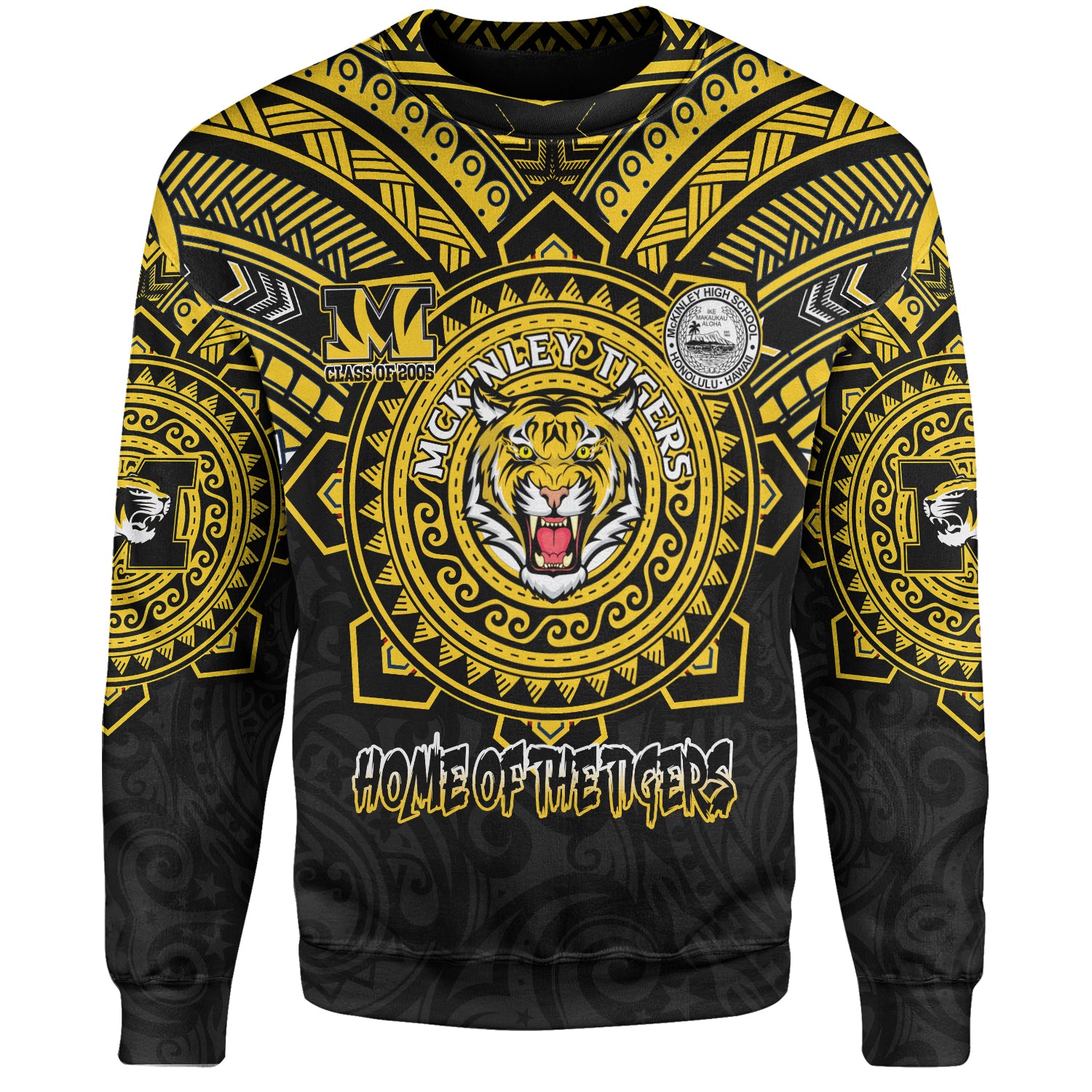 Hawaii Sweatshirt Custom President William McKinley High School Black & Gold Super Tigers Tribal Style