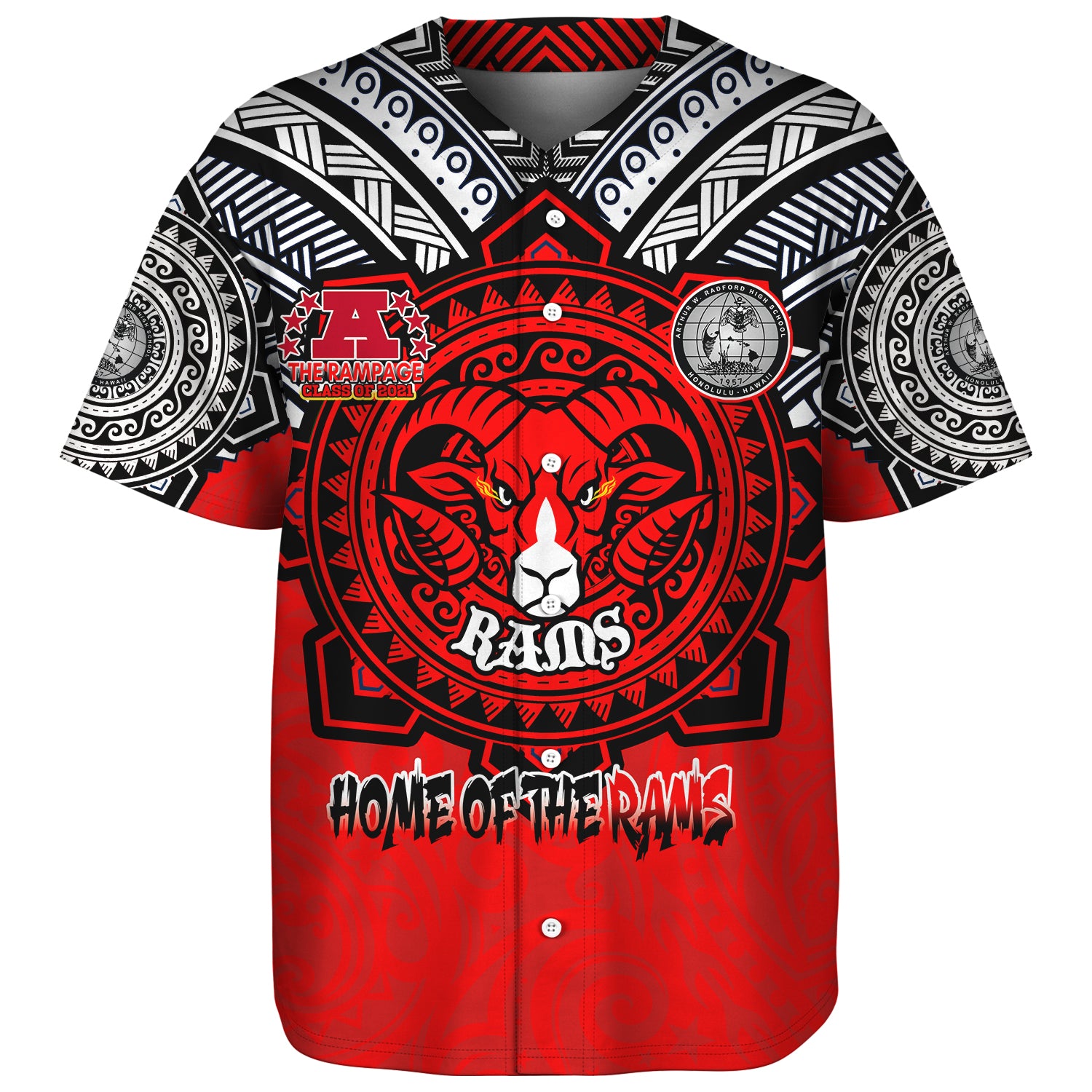 Hawaii Baseball Shirt Custom Radford High School Home Of The RamPage Tribal Style